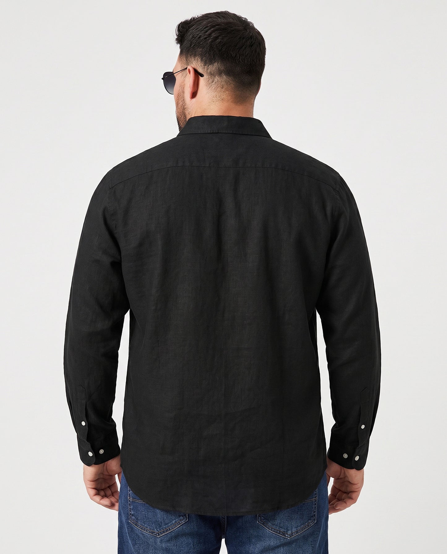 Men's Black Cotton Lenin Shirt