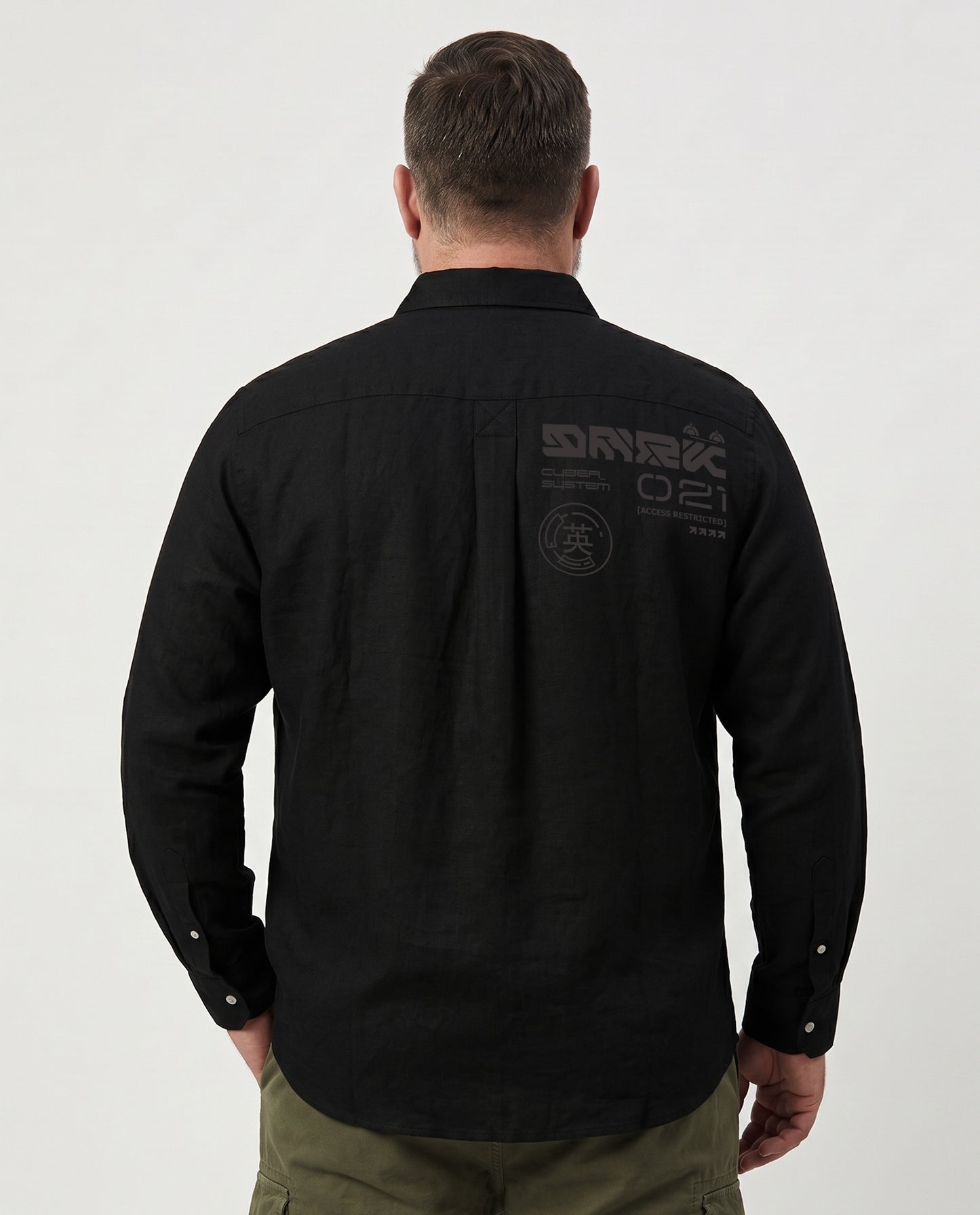 Men's Plus Size Pure Cotton Casual Shirt (Black)