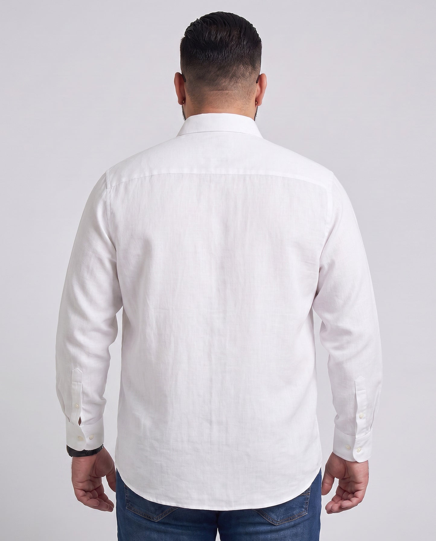 Men's White Cotton Lenin Shirt