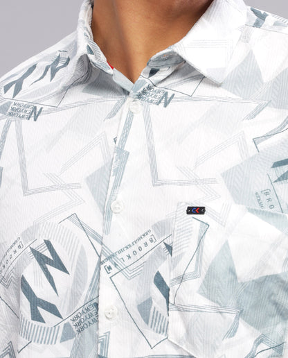 Men’s Digital Cord Print Slim Fit Shirt - Grey