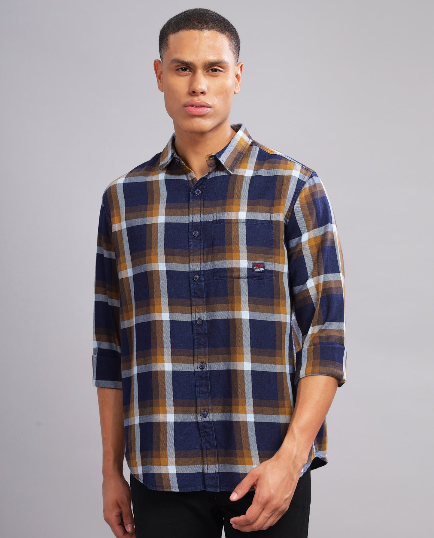Men’s Indigo Checked Slim Fit Shirt