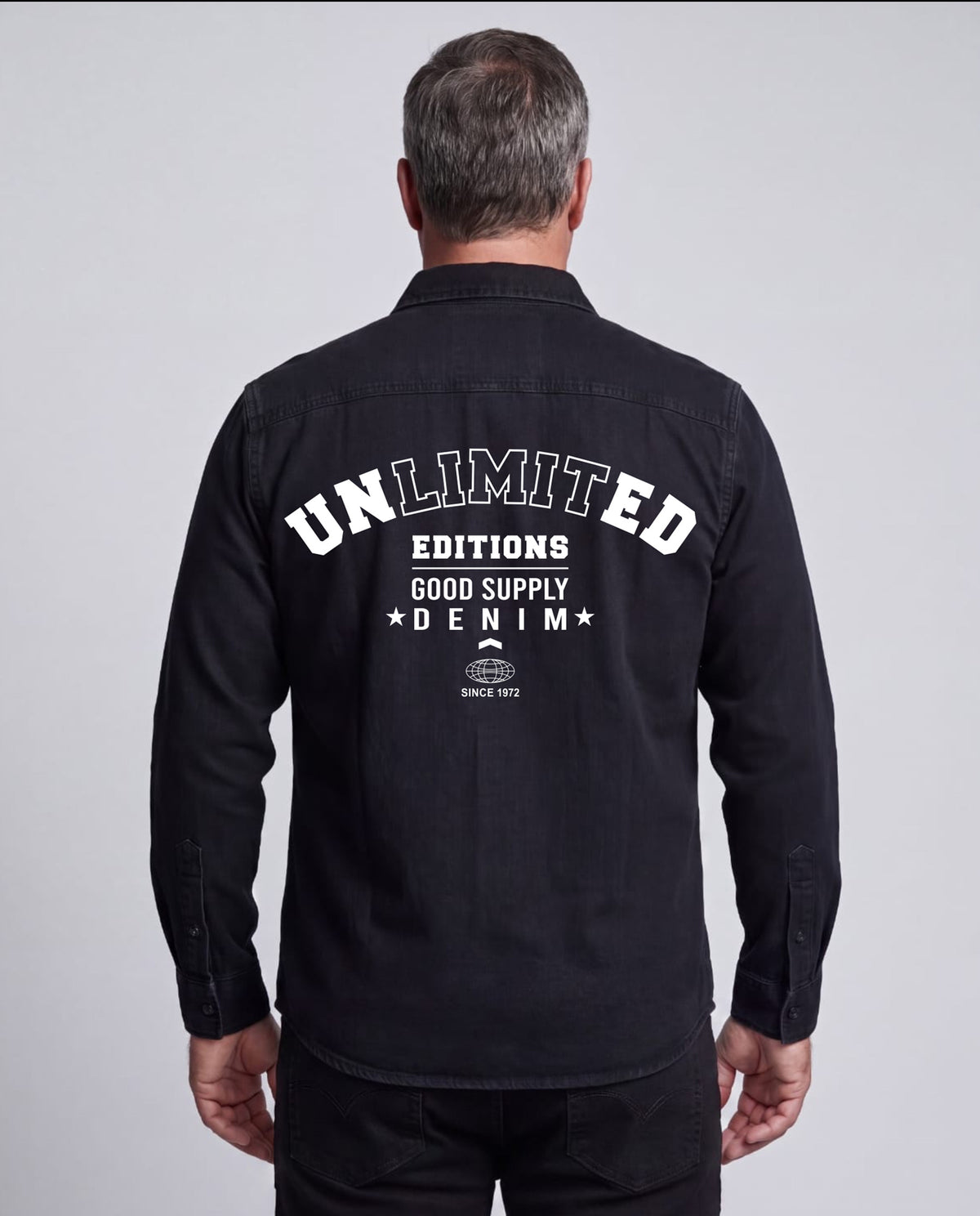 Black Washed Denim Shirt (Black)