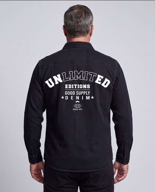 Black Washed Denim Shirt (Black)