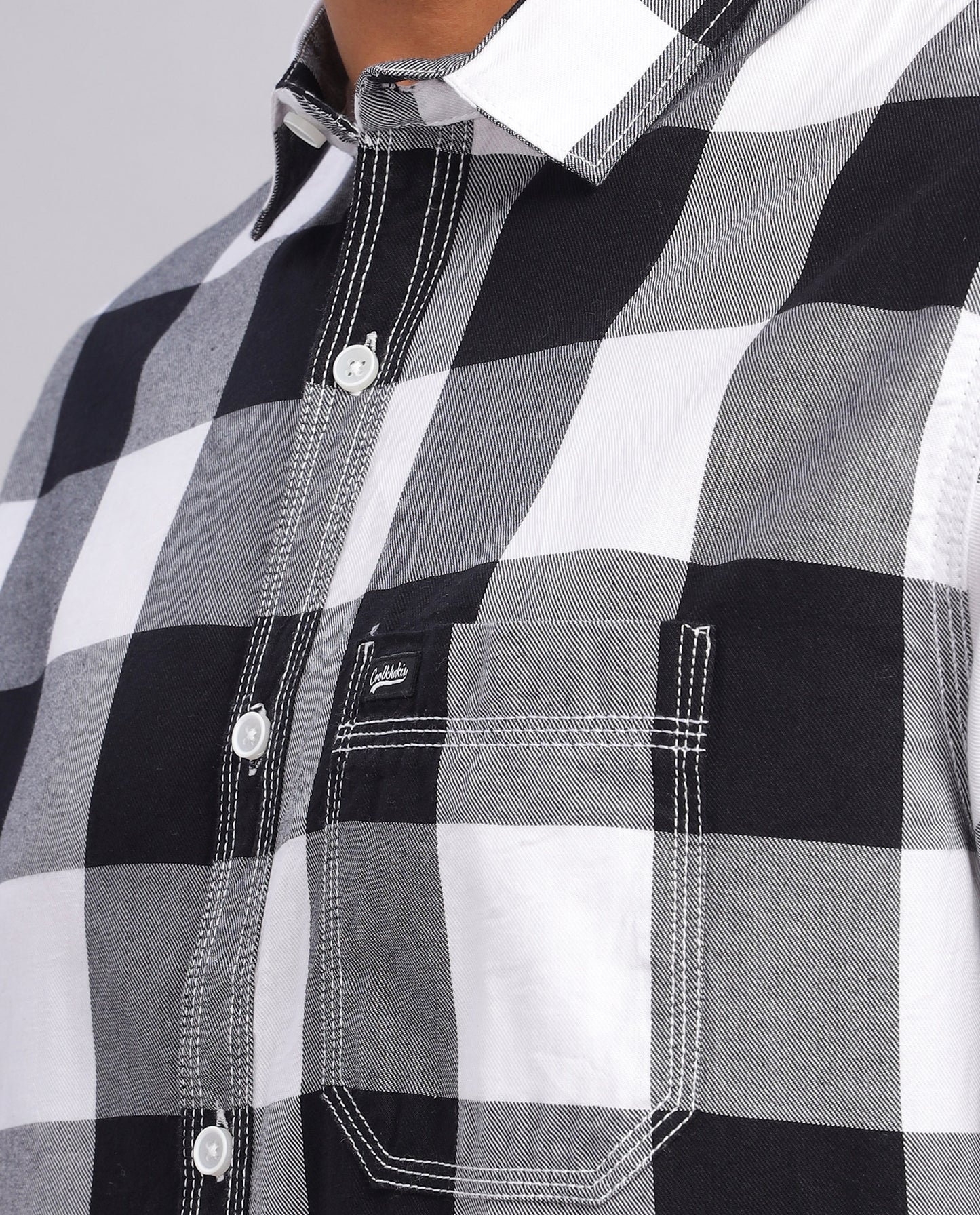 Men's  Oxford Checked Slim Fit Shirt - (Black)