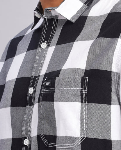 Men's  Oxford Checked Slim Fit Shirt - (Black)