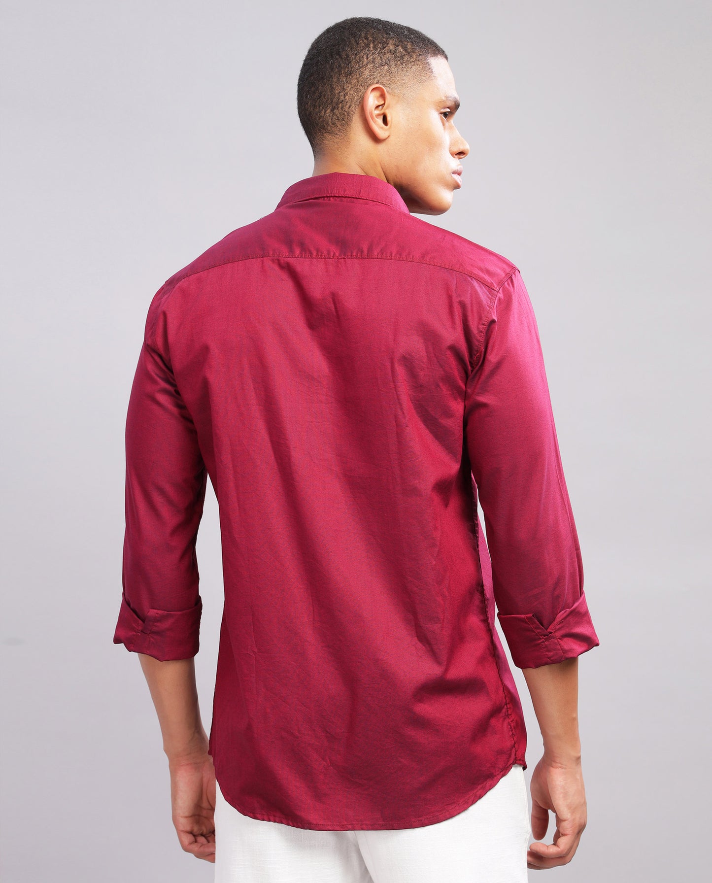 Bright Maroon Giza Cotton Slim Fit Shirt