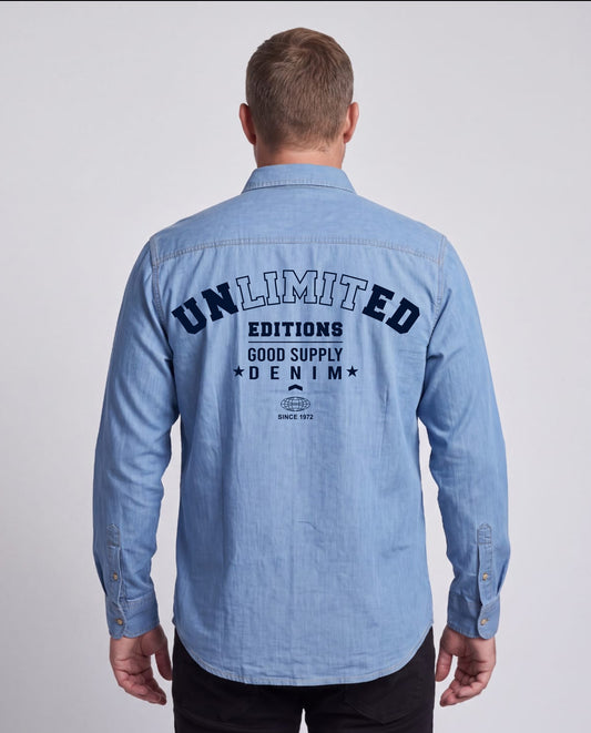 Washed Denim Shirt (Ice Blue)