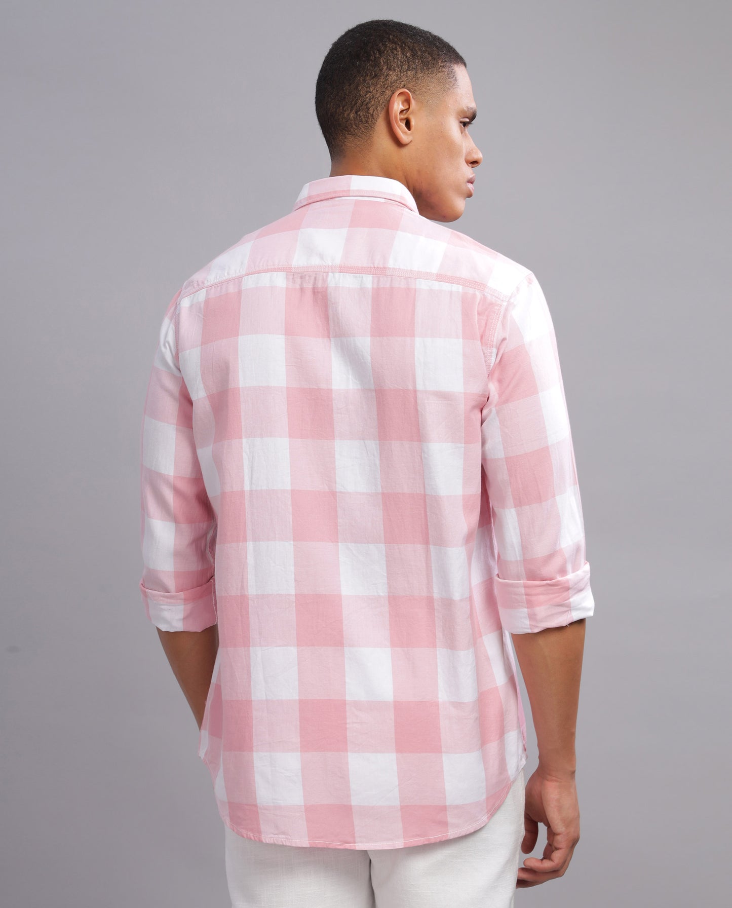 Men's Checked Slim Fit Shirt - Pink