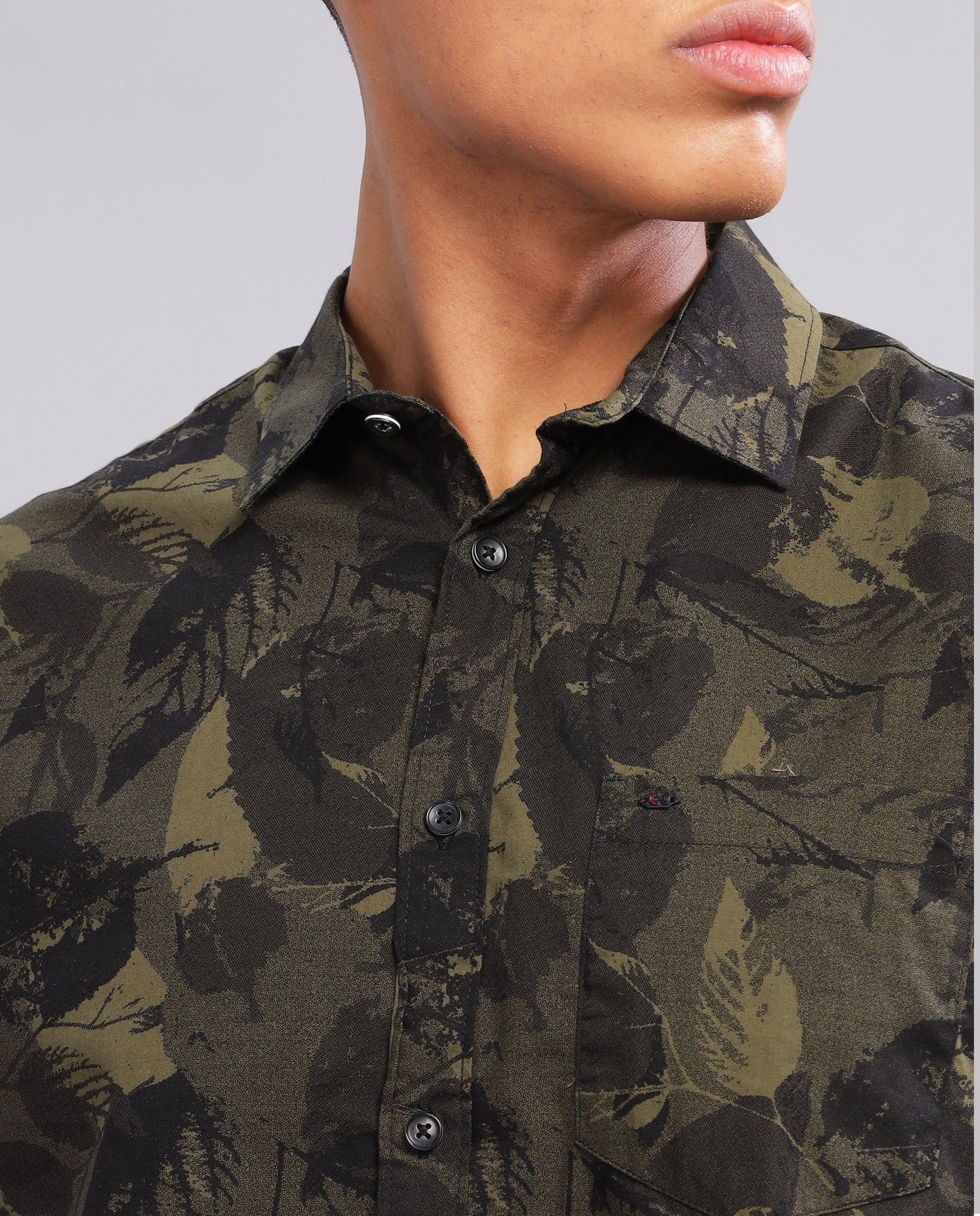 Men’s Floral Print Slim Fit Shirt - (Green)