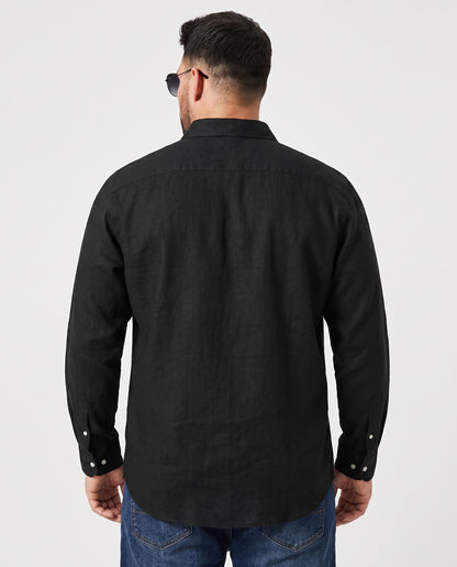 Men's Black Cotton Lenin Shirt