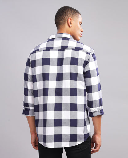 Men's  Oxford Checked Slim Fit Shirt - (Violet)