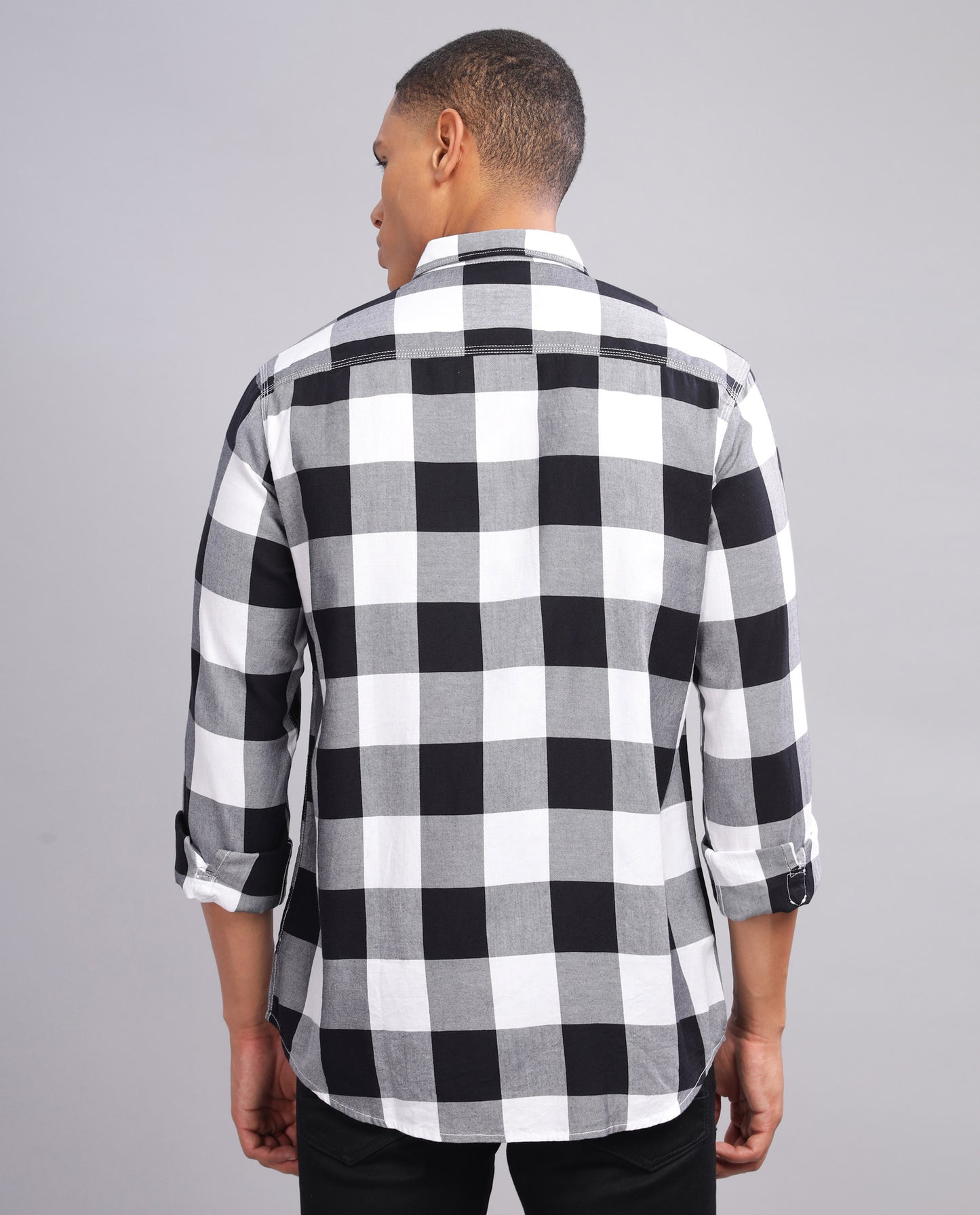 Men's  Oxford Checked Slim Fit Shirt - (Black)