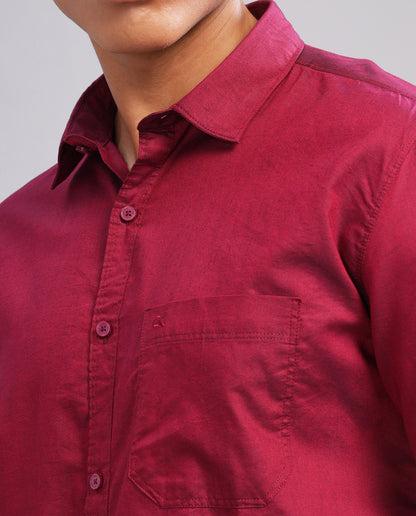 Bright Maroon Giza Cotton Slim Fit Shirt