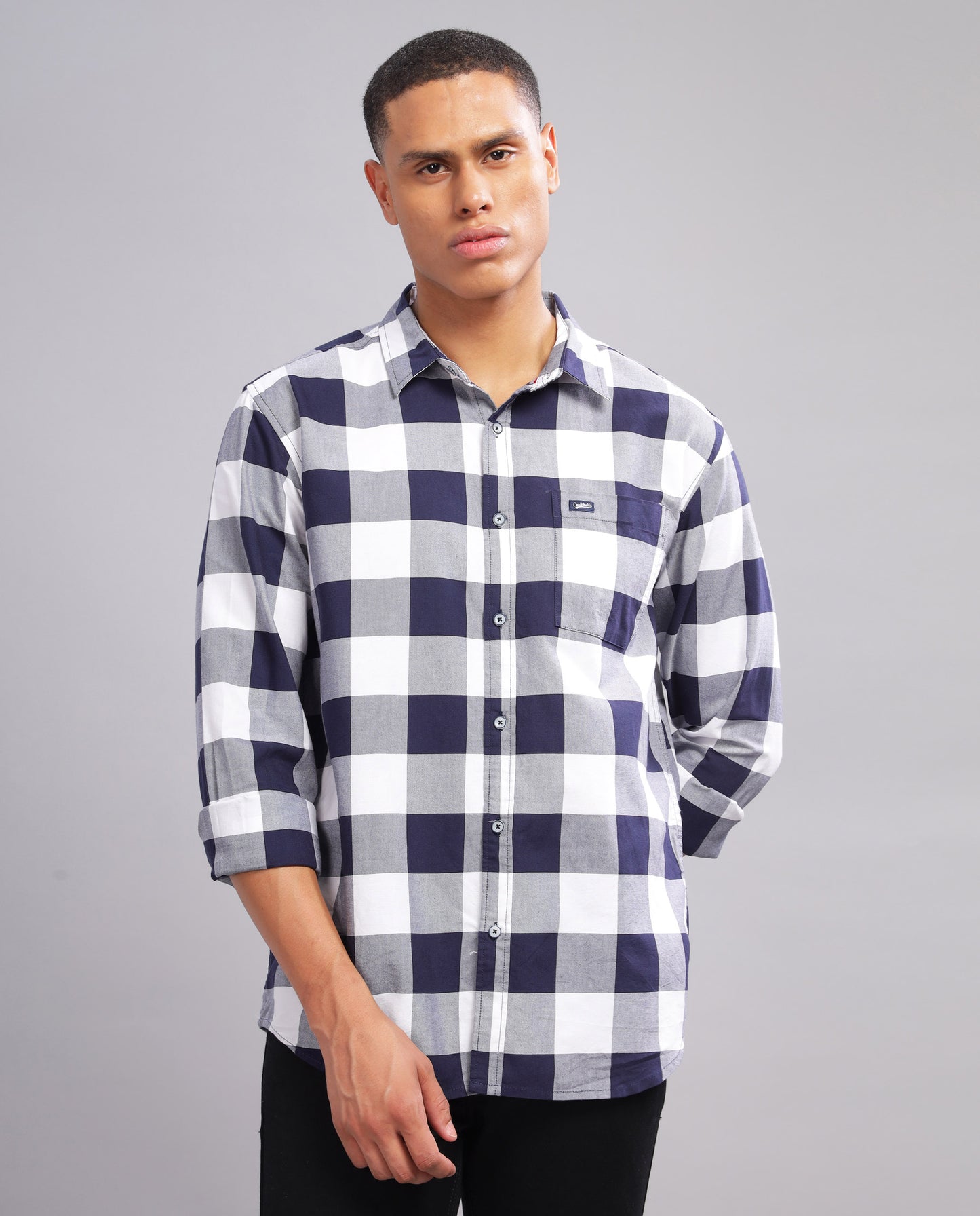 Men's  Oxford Checked Slim Fit Shirt - (Violet)