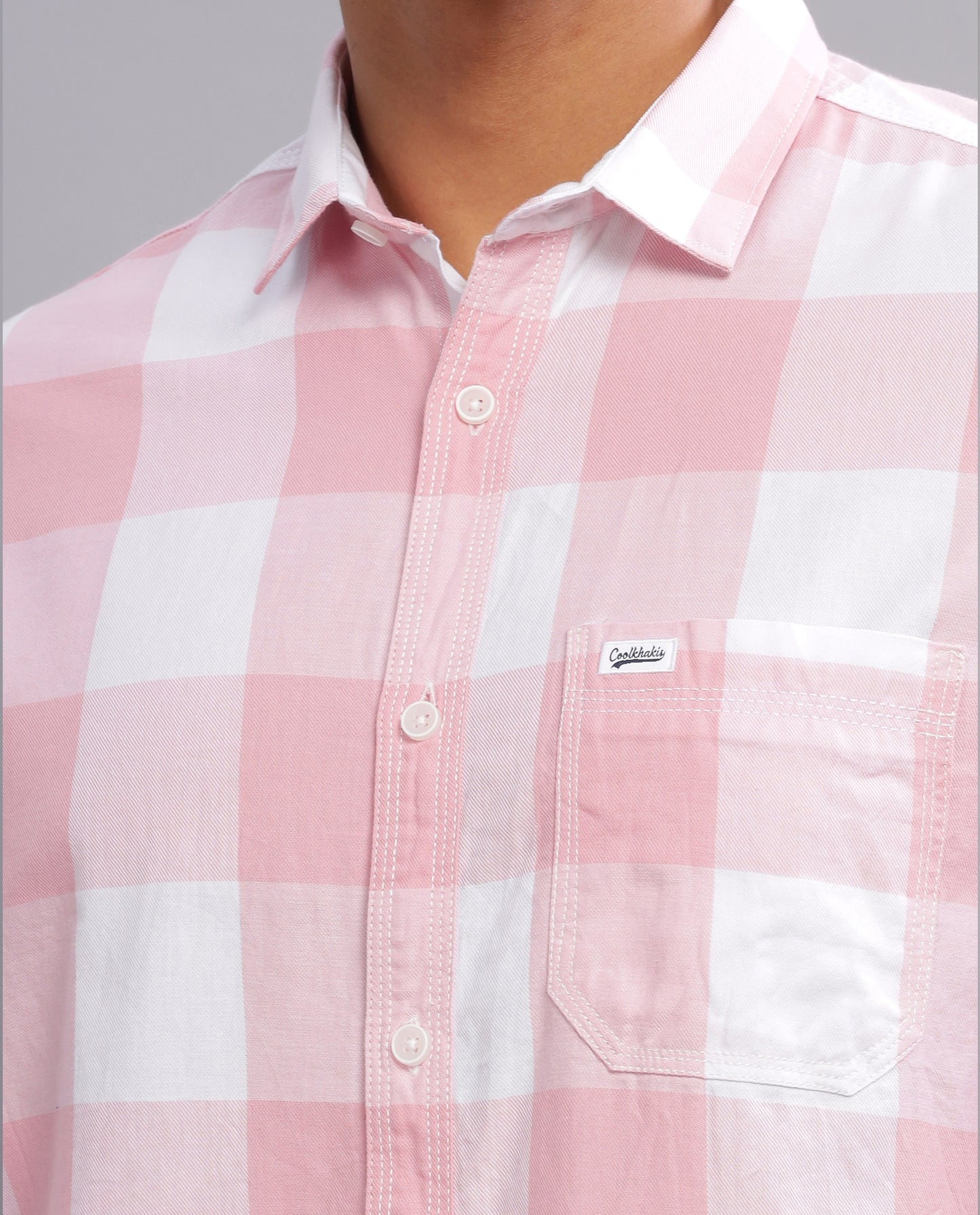 Men's Checked Slim Fit Shirt - Pink