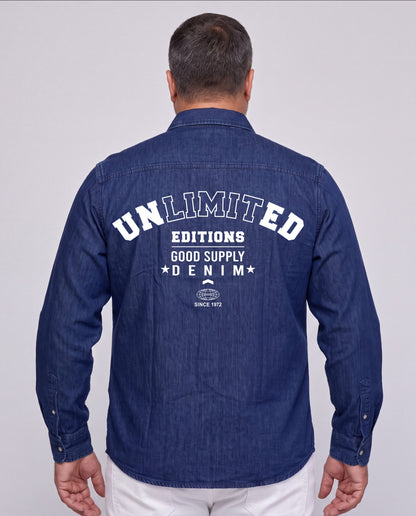 Washed Denim Shirt (Dark Blue)