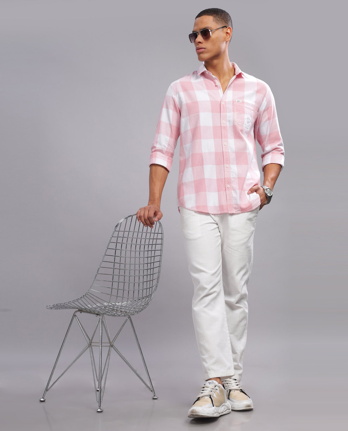 Men’s Checked Slim Fit Shirt - Pink