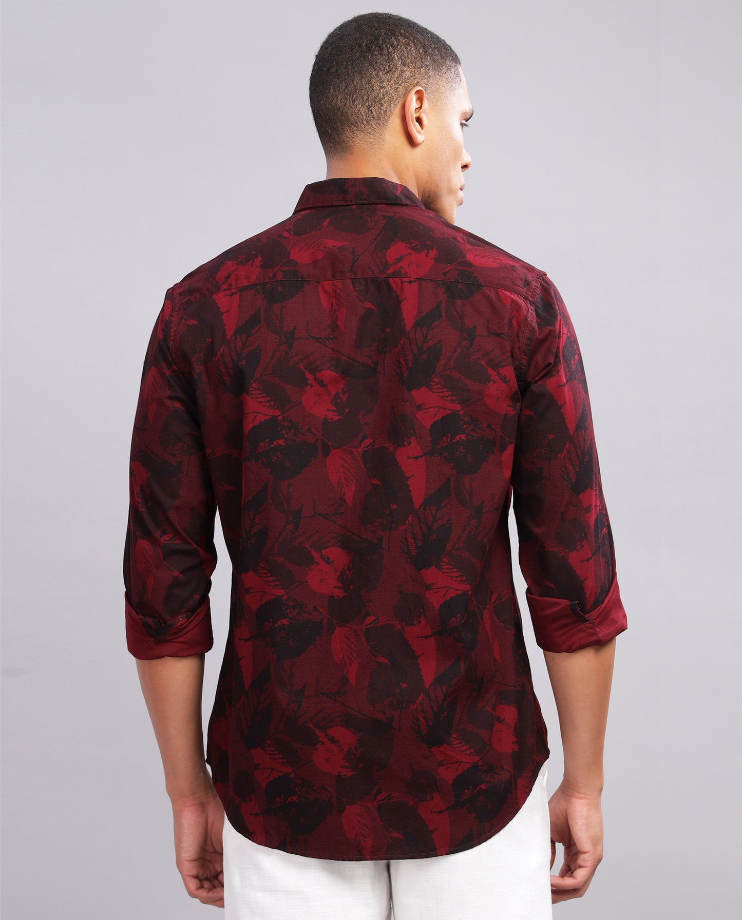 Men’s Floral Print Slim Fit Shirt - (Red )