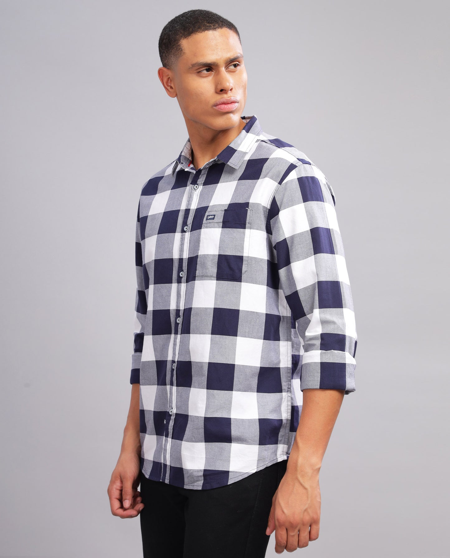 Men's  Oxford Checked Slim Fit Shirt - (Violet)