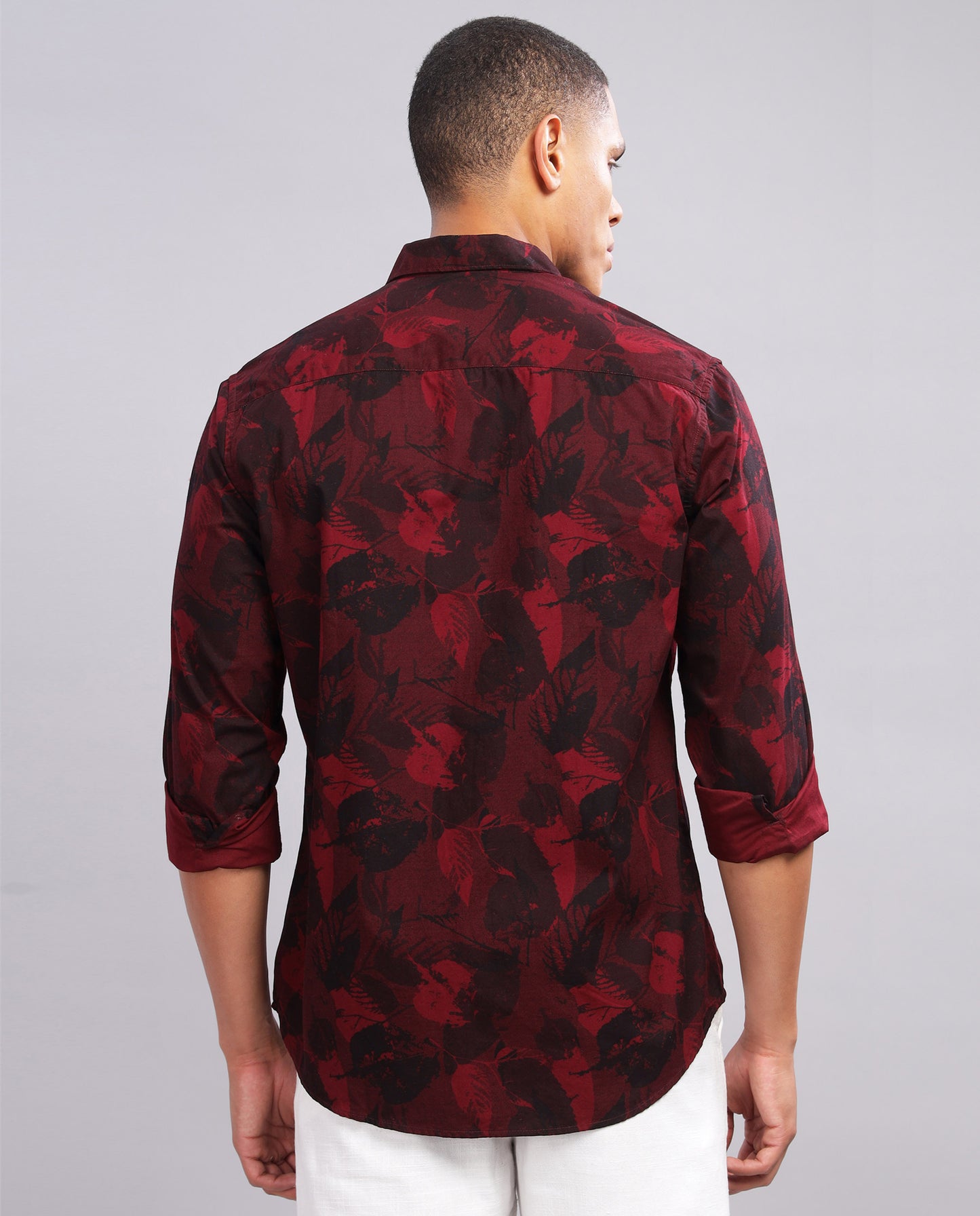 Men’s Floral Print Slim Fit Shirt - Red