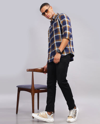 Men’s Indigo Checked Slim Fit Shirt