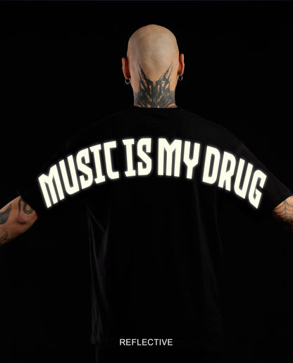 Reflect Music is my Drug Silver - Men Regular Fit Tees