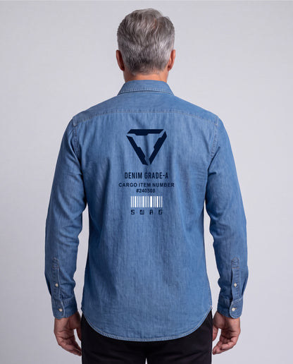 Washed Denim Shirt (Mid Blue)