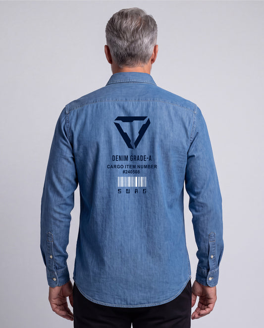Washed Denim Shirt (Mid Blue)
