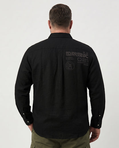 Men's Plus Size Pure Cotton Casual Shirt (Black)