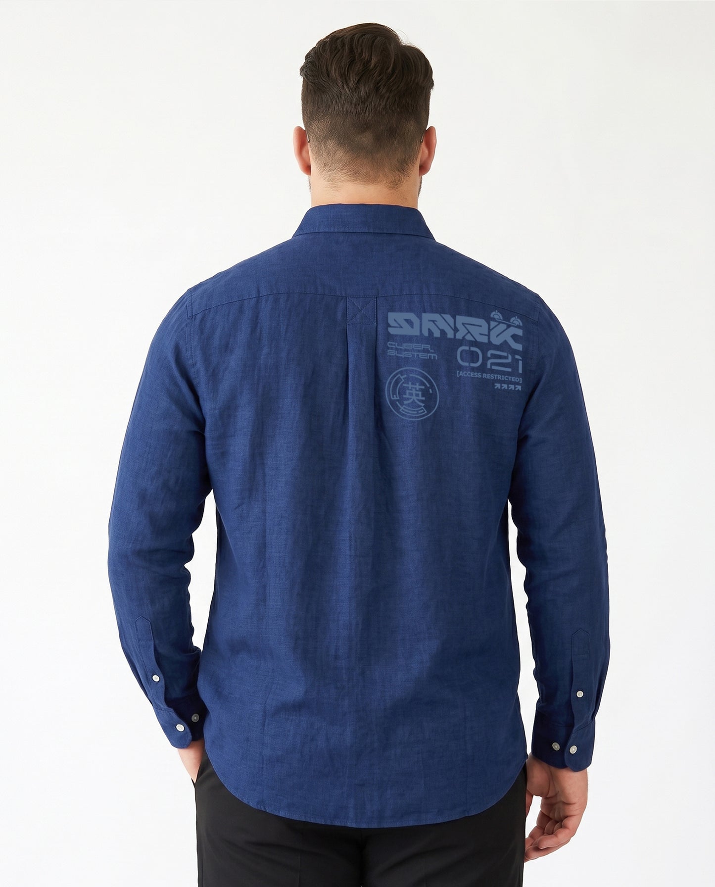 Men's Plus Size Pure Cotton Casual Shirt (Blue)