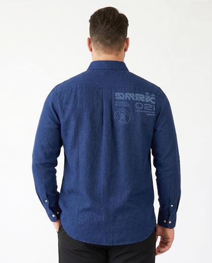 Men's Plus Size Pure Cotton Casual Shirt (Blue)