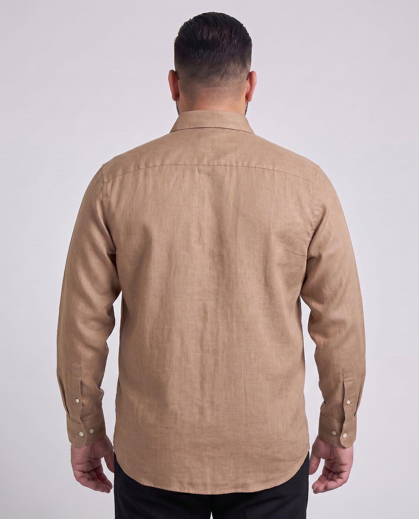 Men's Brown Cotton Lenin Shirt