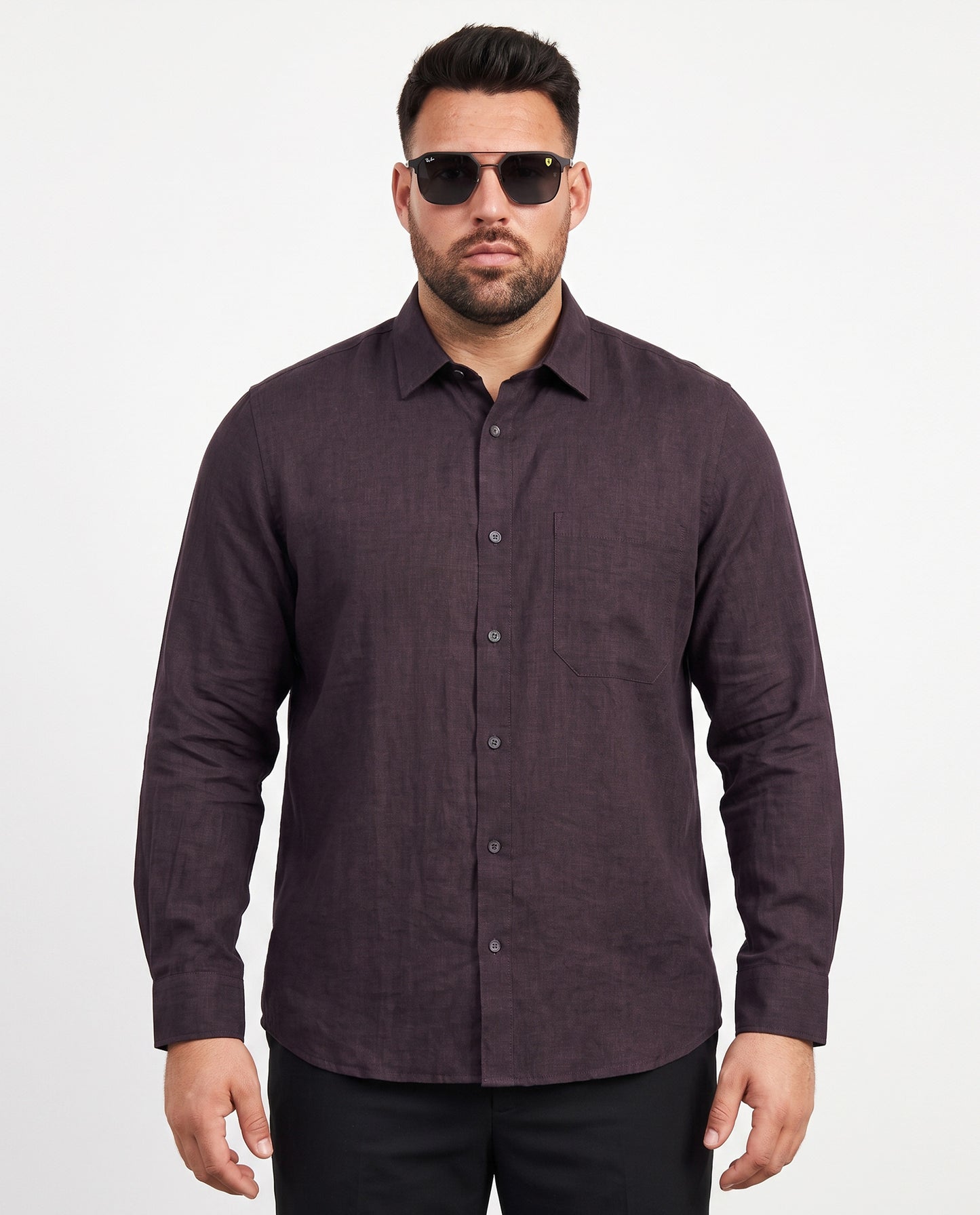 Men's Burgundy Cotton Lenin Shirt