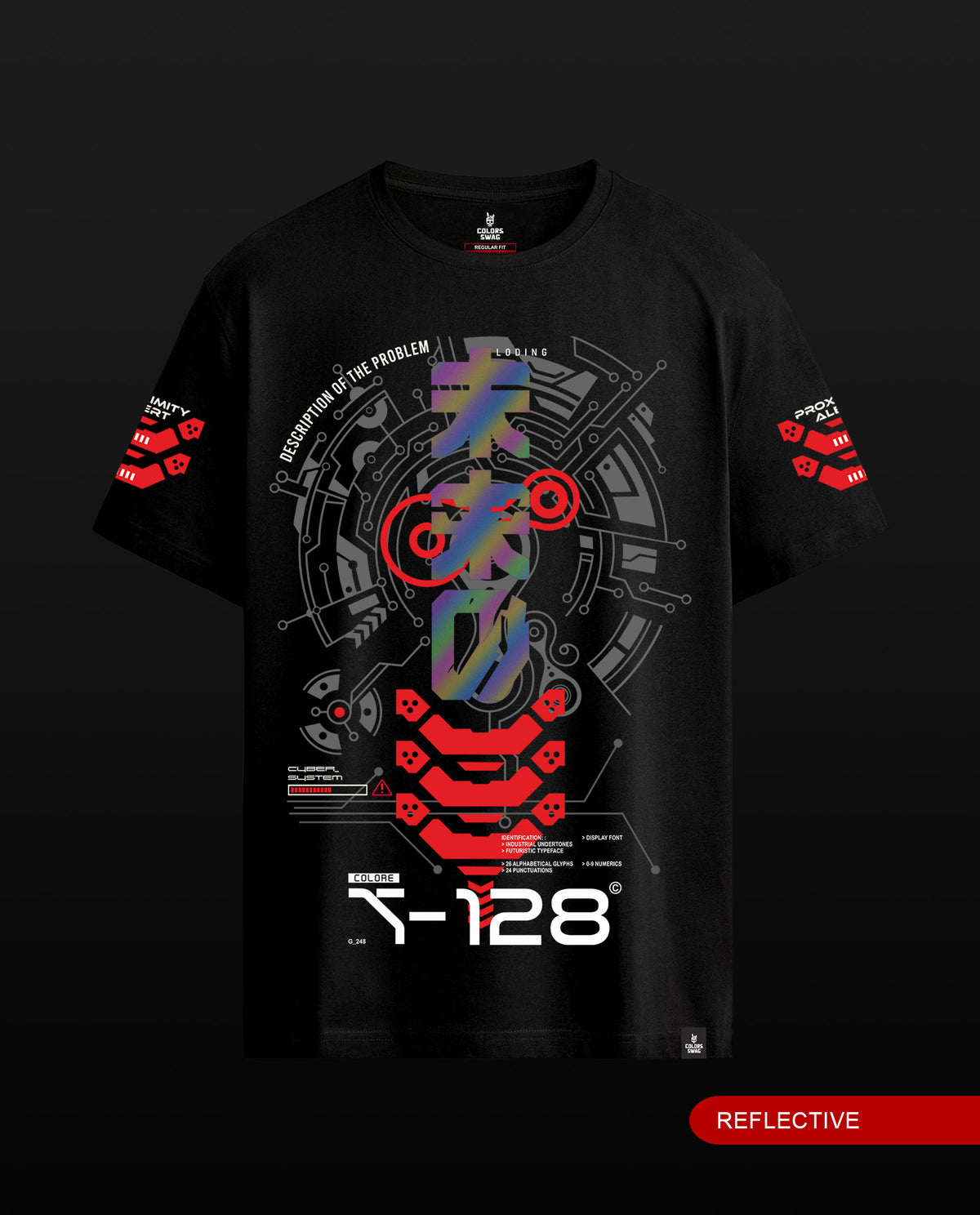 Proximity Alert - Black Regular Fit Reflective T-shirt