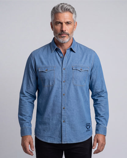 Washed Denim Shirt (Mid Blue)