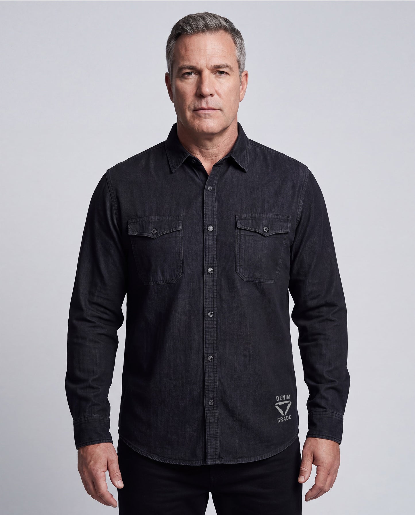 Blue Washed Denim Shirt (Black)
