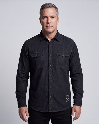 Blue Washed Denim Shirt (Black)