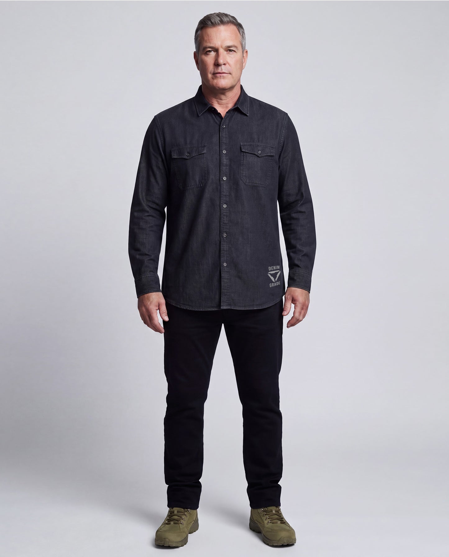 Blue Washed Denim Shirt (Black)