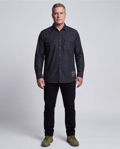 Blue Washed Denim Shirt (Black)