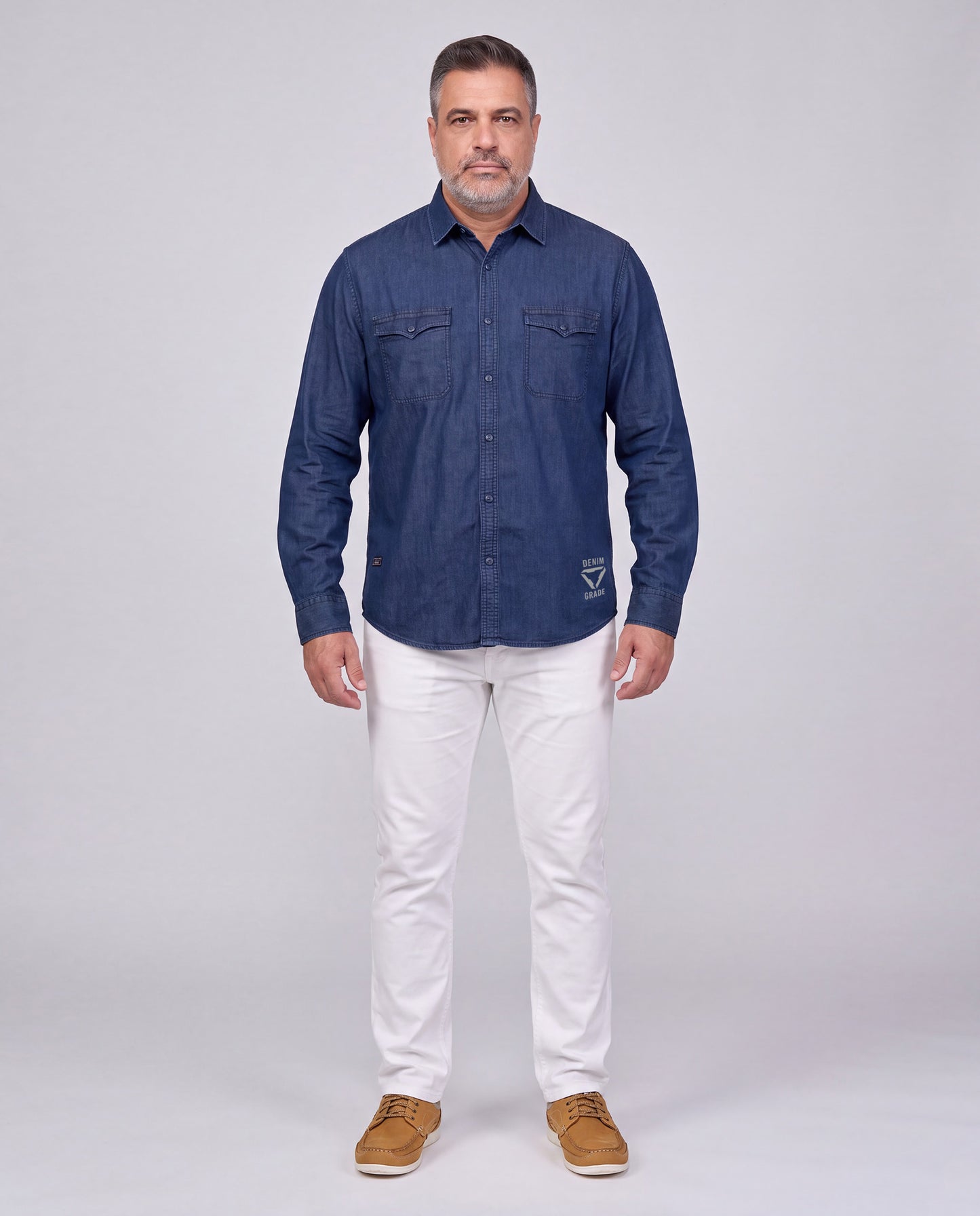 Washed Denim Shirt (Dark Blue)