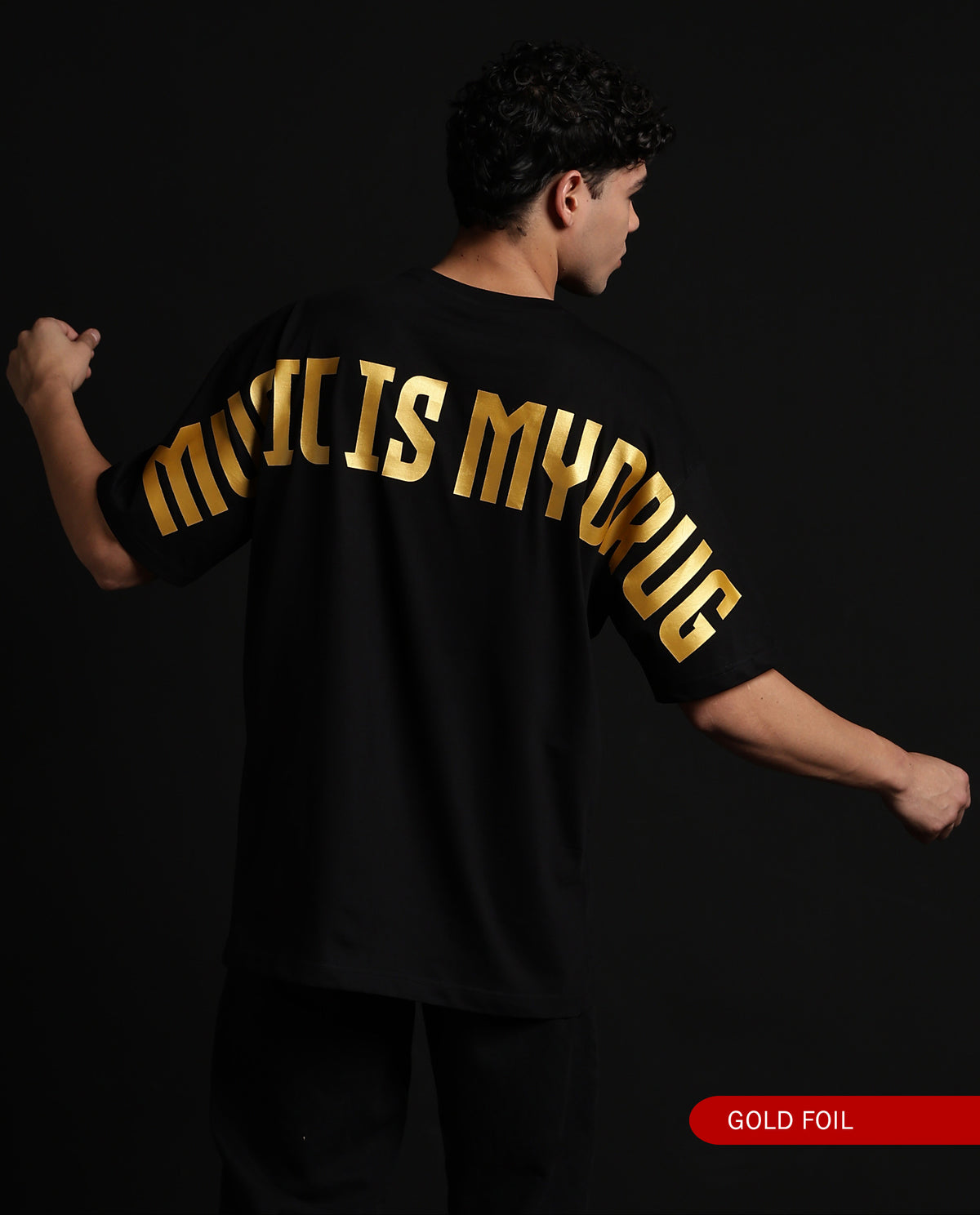 Reflect Music is my Drug Gold -Premium Men Plus Size Fit Tees