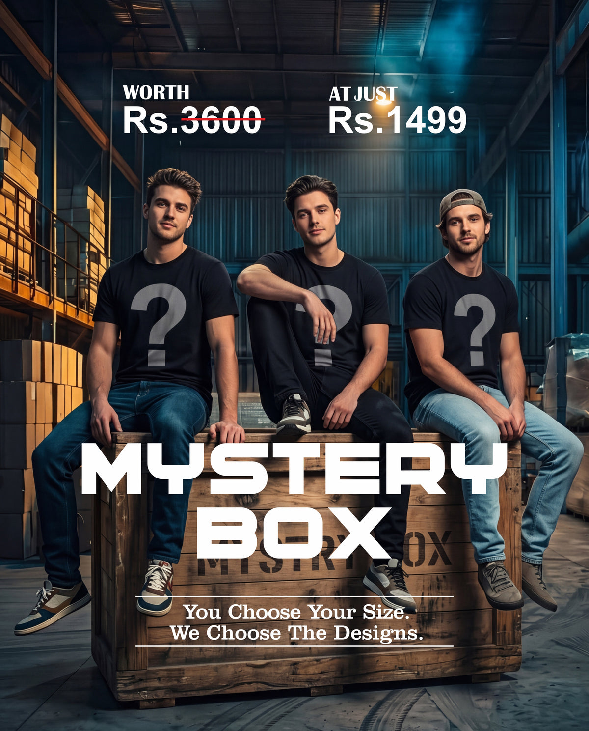 Mystery Box: Get 3 Mystery Premium Regular Fit T-Shirts