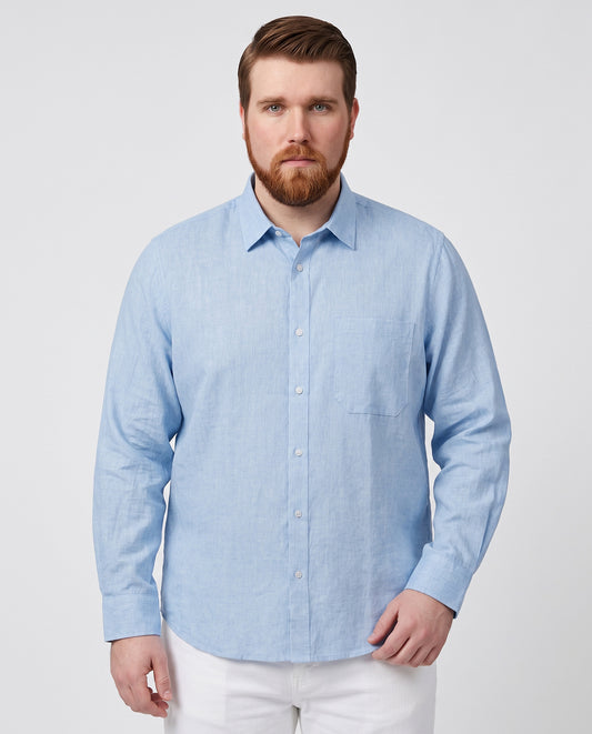 Men's Light-Blue Cotton Lenin Shirt
