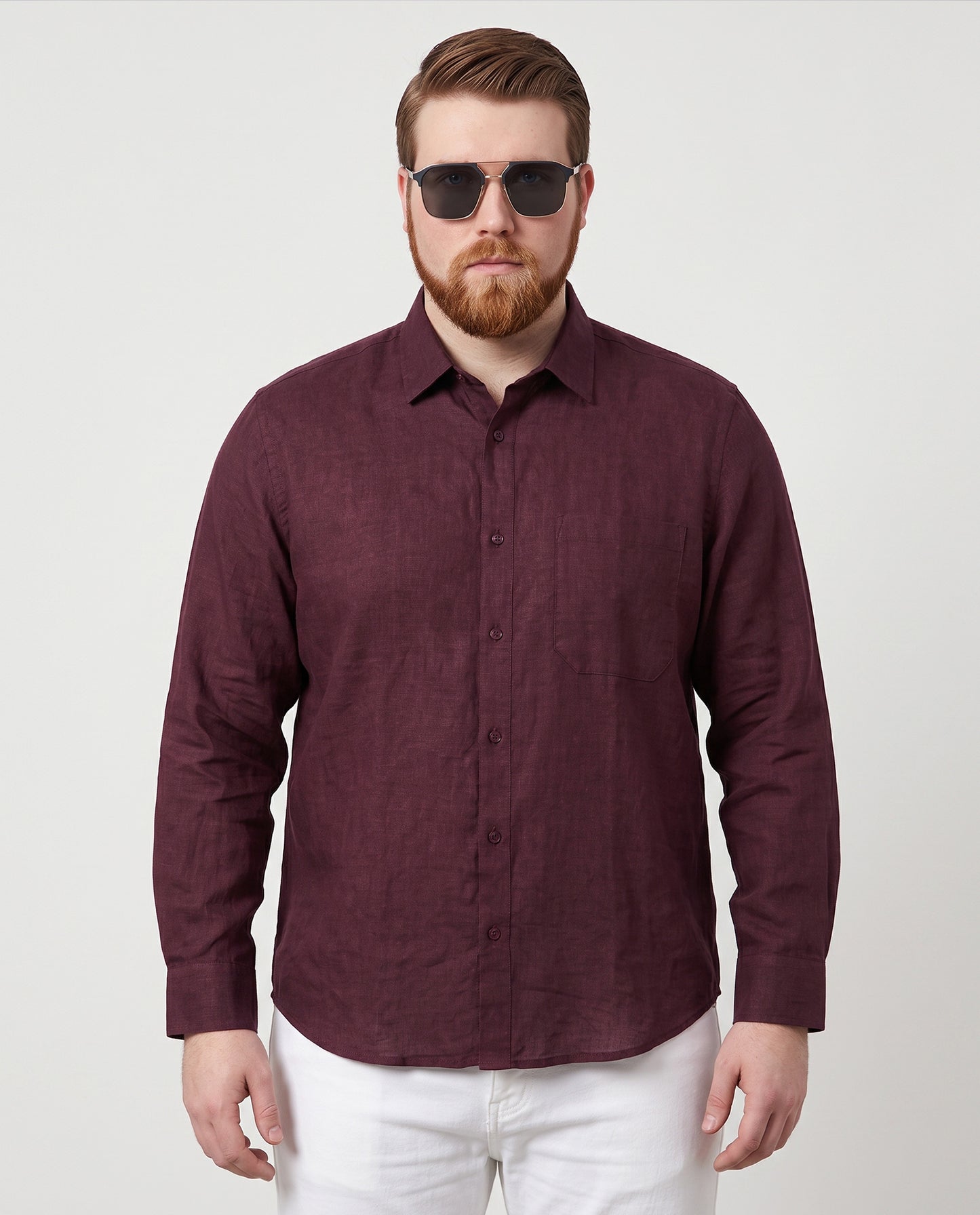 Men's Meroon Cotton Lenin Shirt