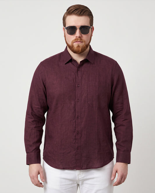 Men's Meroon Cotton Lenin Shirt