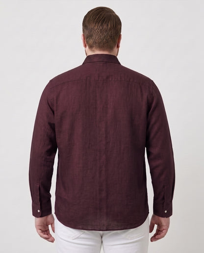 Men's Meroon Cotton Lenin Shirt