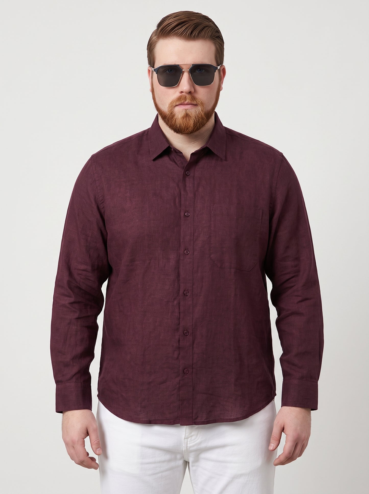 Men's Meroon Cotton Lenin Shirt