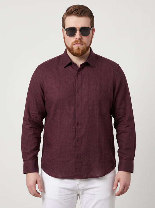Men's Meroon Cotton Lenin Shirt