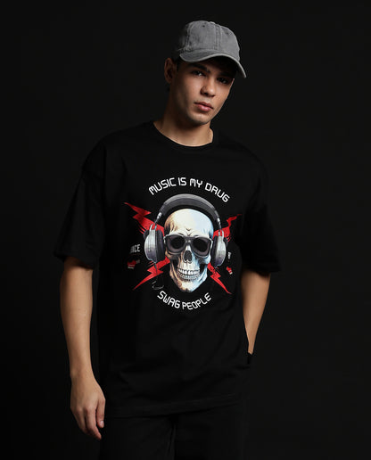 Music is my Drug Silver - Men Regular Fit Tees