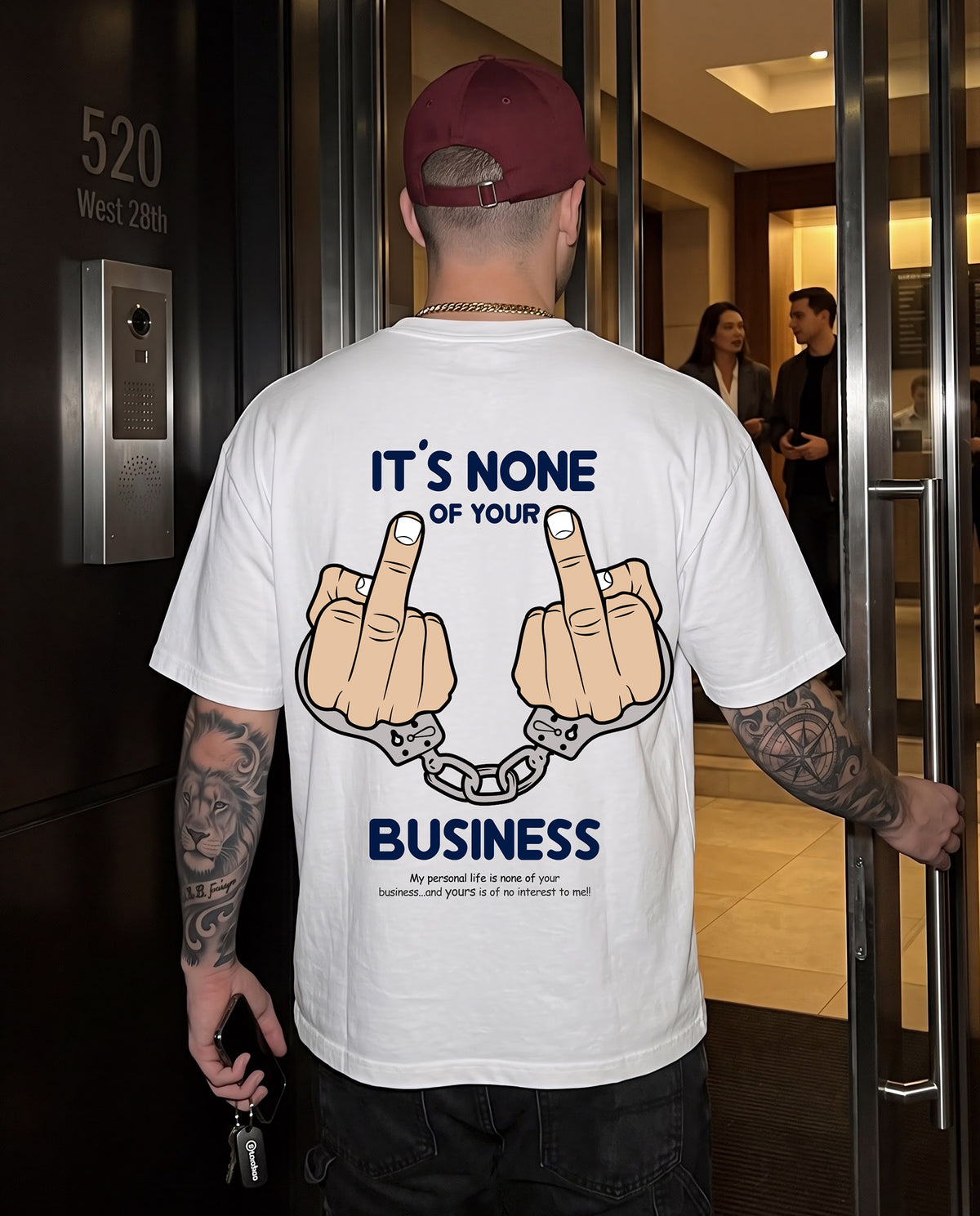 Its None of your business  - Men Regular Fit Tees (White)